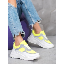 SHELOVET Stylowe Sneakersy białe żółte 2