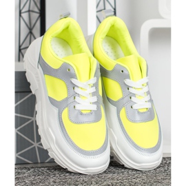 SHELOVET Stylowe Sneakersy białe żółte 1