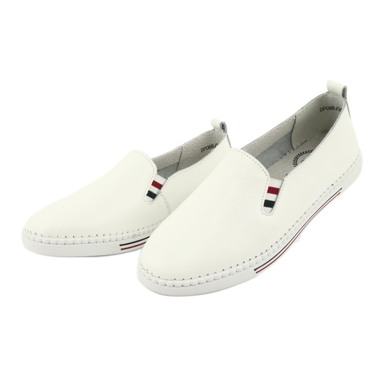 Trampki slipony skórzane Filippo DP066 białe 3