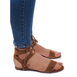 Zamszowe Sandały Boho 8-38 Camel brązowe 1