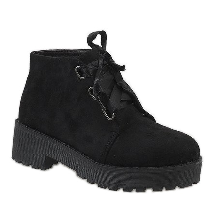 Czarne zamszowe traperki MB188-222 1
