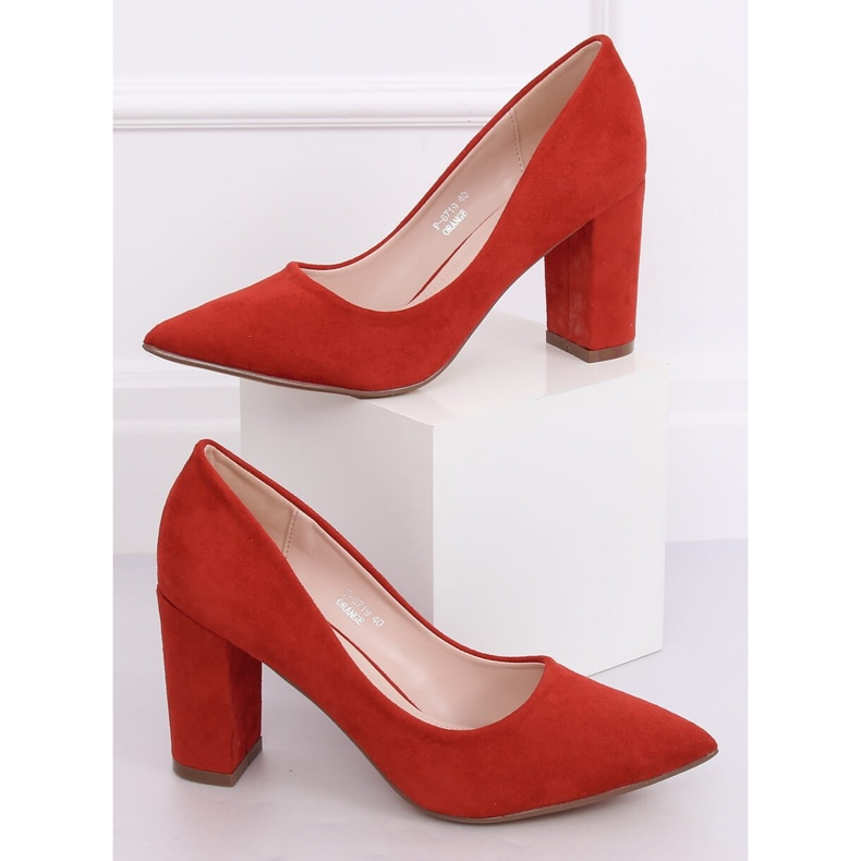 Czółenka na słupku ceglane P-6719 Orange wielokolorowe pomarańczowe 1