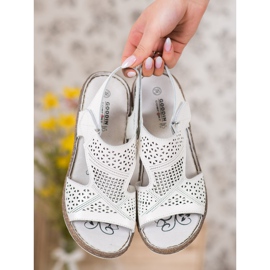 Goodin Ażurowe Sandały Na Koturnie białe 1