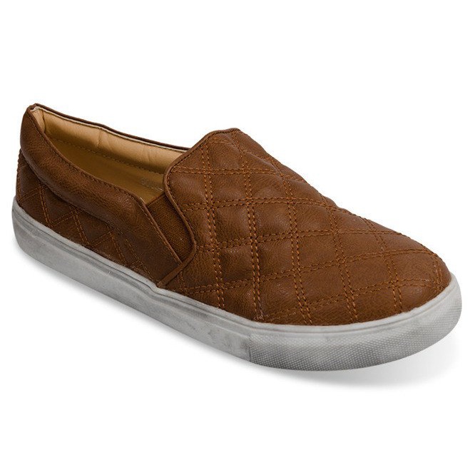 Wsuwane Trampki Pikowane Slip On 9033 Camel brązowe 1
