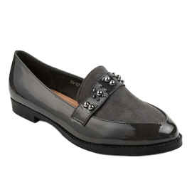 BM Szare półbuty wsuwane z ćwiekami JN-27 1