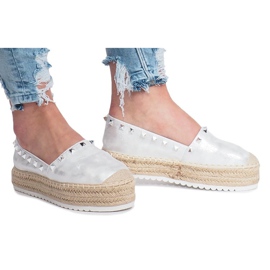 Srebrne espadryle na koturnie Glam szare 2
