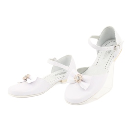 Miko czółenka dziecięce balerinki komunijne białe żółte 3