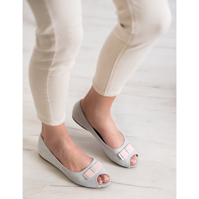 Vinceza Baleriny Open Toe szare 1