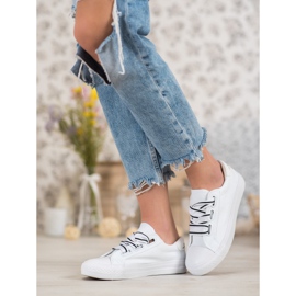 SHELOVET Wygodne Trampki Tekstylne białe 2