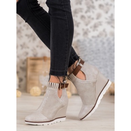 Filippo Ażurowe Botki Na Koturnie brązowe 1