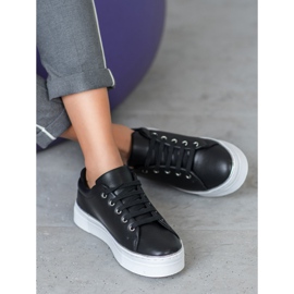 SDS Sportowe Trampki Na Platformie czarne 1