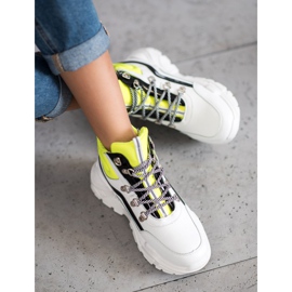 Ideal Shoes Botki Fashion białe wielokolorowe żółte 3