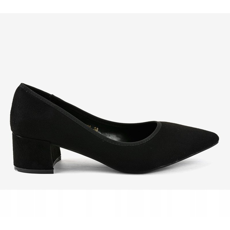 Czarne zamszowe czółenka na słupku L436 2