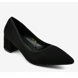 Czarne zamszowe czółenka na słupku L436 1