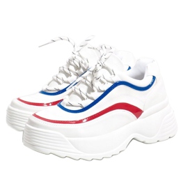 Białe sneakersy sportowe z eko-skóry 7918-Y wielokolorowe 1