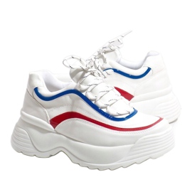 Białe sneakersy sportowe z eko-skóry 7918-Y wielokolorowe 3