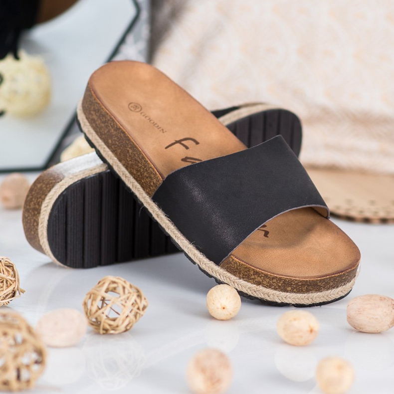 Goodin Modne Czarne Klapki 1