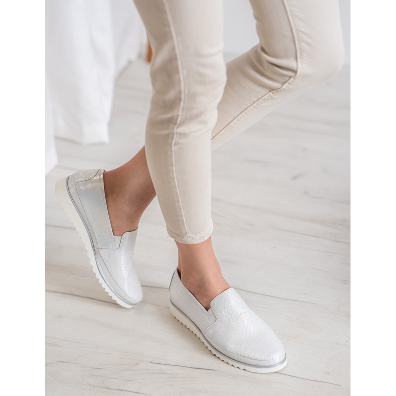 Sergio Leone Srebrne Buty Slip On szare 1