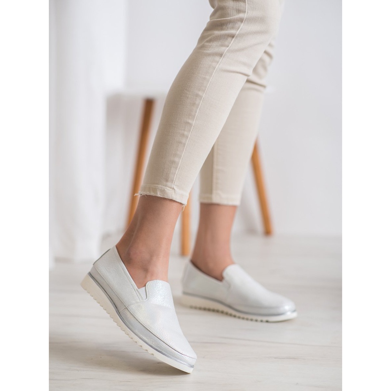 Sergio Leone Srebrne Buty Slip On szare 2