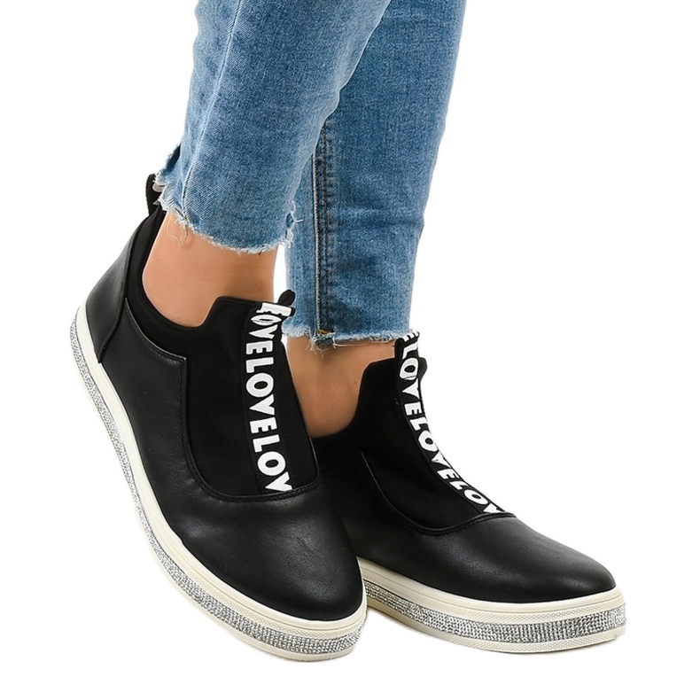 Czarne sneakersy z lycra wsuwane 1155-Y 1