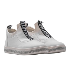 Białe sneakersy z lycra wsuwane 1155-Y 1