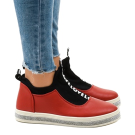 Czerwone sneakersy z lycra wsuwane 1155-Y 2