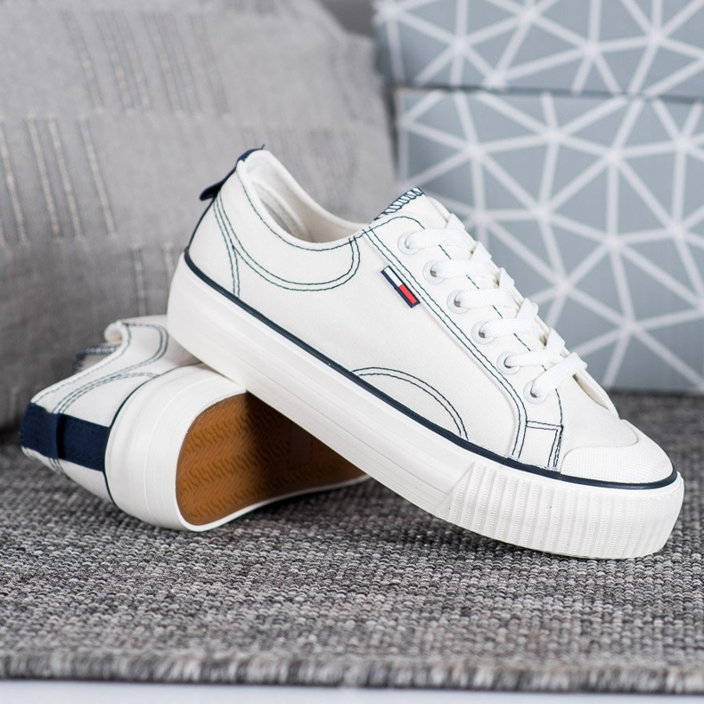 SHELOVET Białe Trampki Na Platformie 1