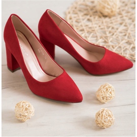 Ideal Shoes Czerwone Czółenka Na Obcasie 2