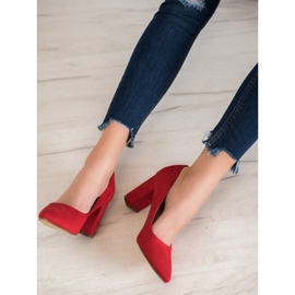 Ideal Shoes Czerwone Czółenka Na Obcasie 5