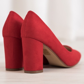Ideal Shoes Czerwone Czółenka Na Obcasie 1