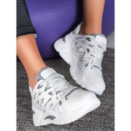 Small Swan Pohodlné Sneakersy Z Eko Kůže szare 2