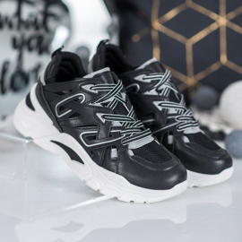 Small Swan Wygodne Sneakersy Z Eko Skóry czarne 1