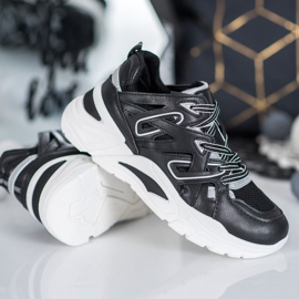 Small Swan Wygodne Sneakersy Z Eko Skóry czarne 2