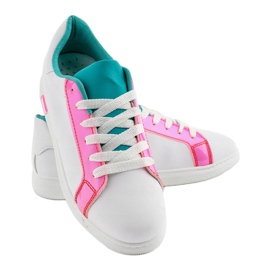 Białe sneakersy trampki W-3116 różowe 3