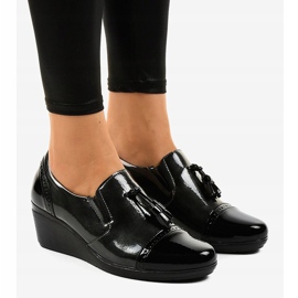 Czarne półbuty na koturnie 7-9022 szare 1