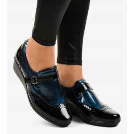 Czarne półbuty na koturnie 7-9021 granatowe 1