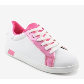 Białe sneakersy trampki W-3116 różowe 1