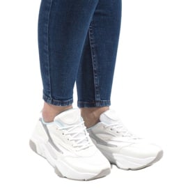 Białe sneakersy sportowe SX001-6 niebieskie 1