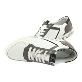 Skórzane buty sportowe Badura 3361 białe czarne szare 2