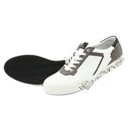 Skórzane buty sportowe Badura 3361 białe czarne szare 1