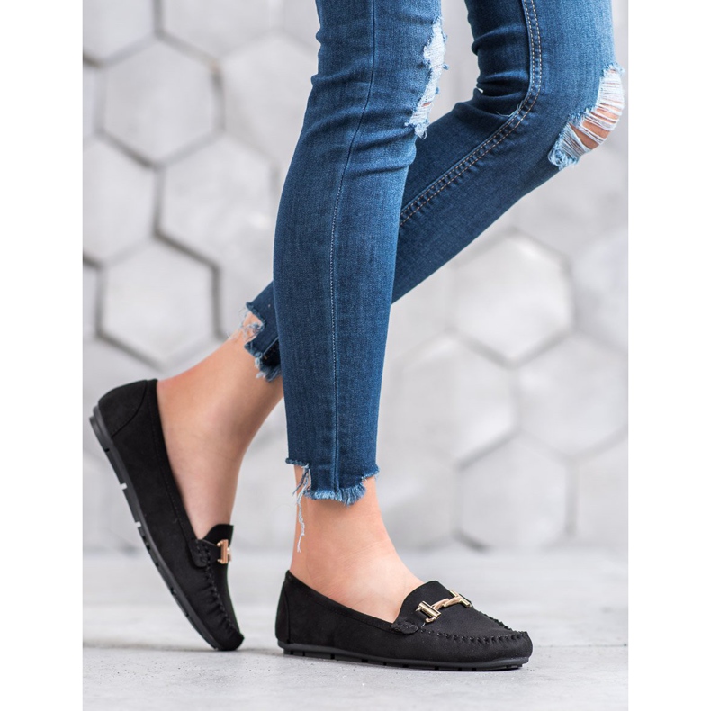 Clowse Czarne Mokasyny Z Ozdobą 1
