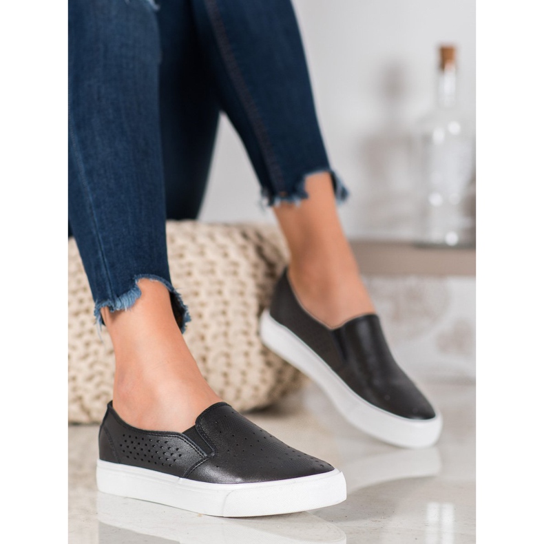 J. Star Ażurowe Trampki Na Platformie czarne 2