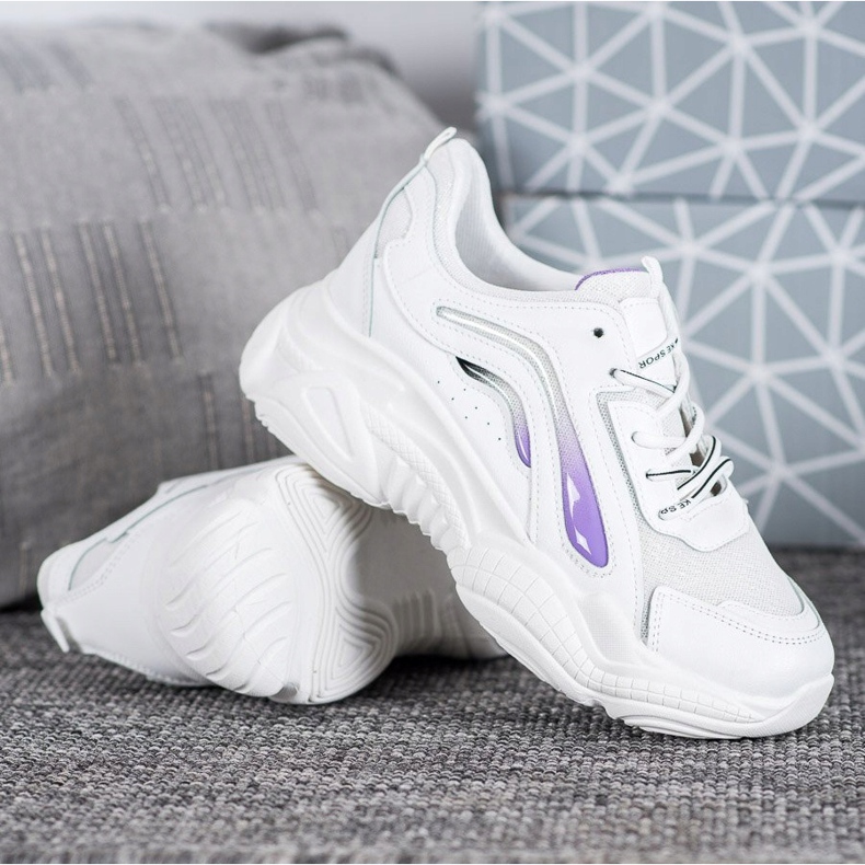 SHELOVET Modne Sneakersy Na Platformie białe 1