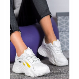 SHELOVET Modne Sneakersy Na Platformie białe żółte 2