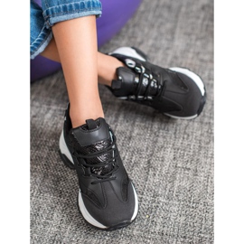 SHELOVET Sneakersy Na Platformie Snake Print czarne 1