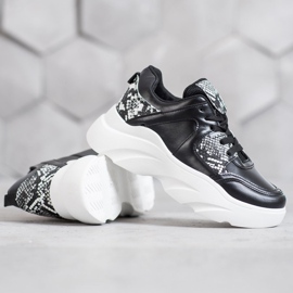 Weide Modne Sneakersy Z Eko Skóry czarne 1