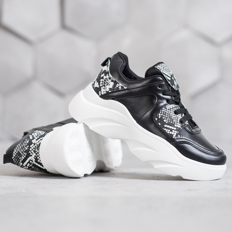 Weide Modne Sneakersy Z Eko Skóry czarne 1