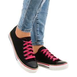 Czarne niskie trampki klasyczne W03 zielone 2