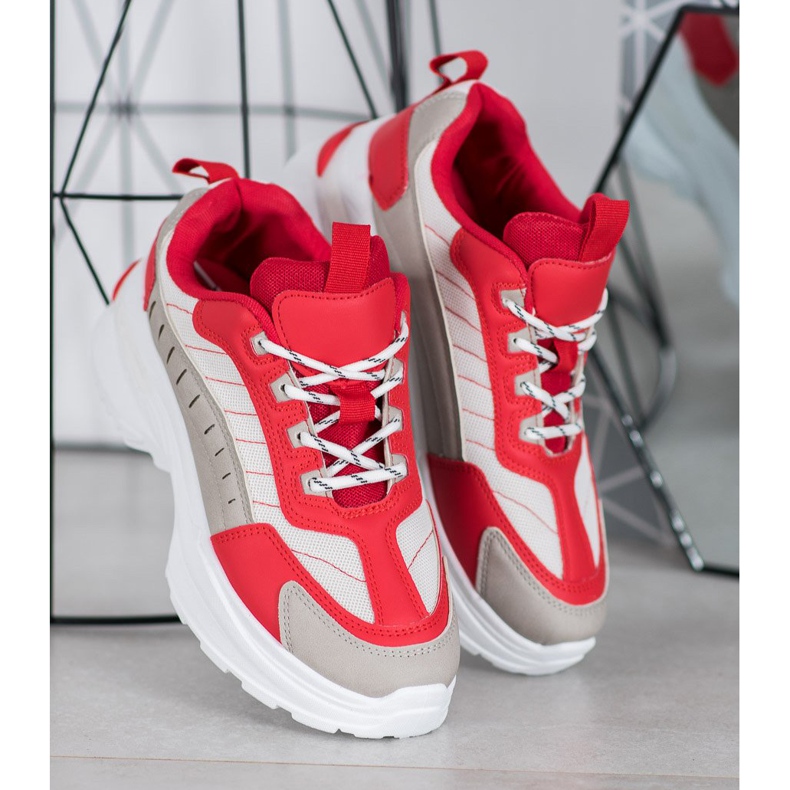 SHELOVET Modne Buty Na Platformie czerwone wielokolorowe 2