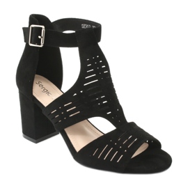 Sandały z cholewką zamszowe  Sergio Leone SK903 czarne 1